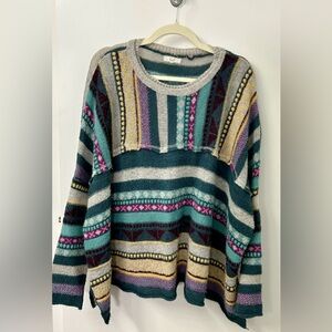 Easel Cozy Knit Sweater Multi Color Sz Small Oversize